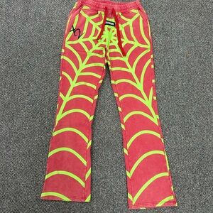 Men’s Red and Green Spiderweb Pants